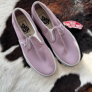 Vans Light Purple and White Slip-On Shoes